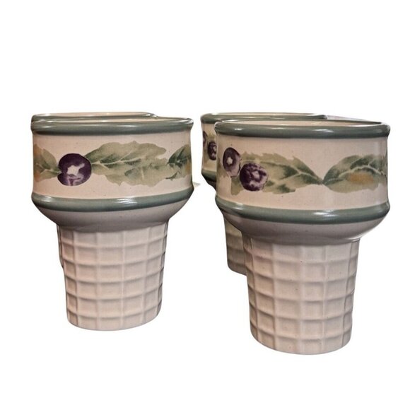 PFALTZGRAFF Jamberry‎ Ice Cream Cone Bowls 4-Piece Set Mint Condition Dessert - Picture 6 of 11